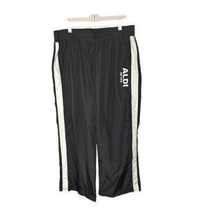 Aldi Gear Mens Black White Snap Side Breakaway Track Pants Large Est 1976